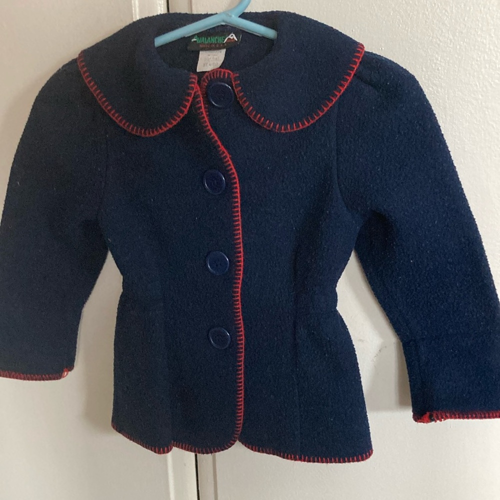 Navy Blue Kids Jacket with Red Trim